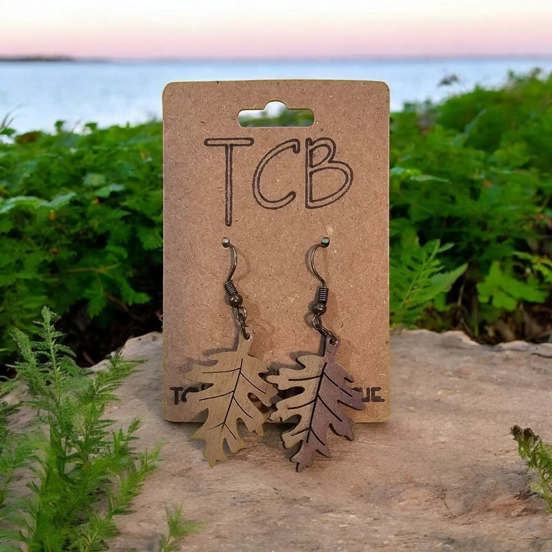 Colorful Fall Wooden Leaves Earrings TCB-Toni's Craft Boutique