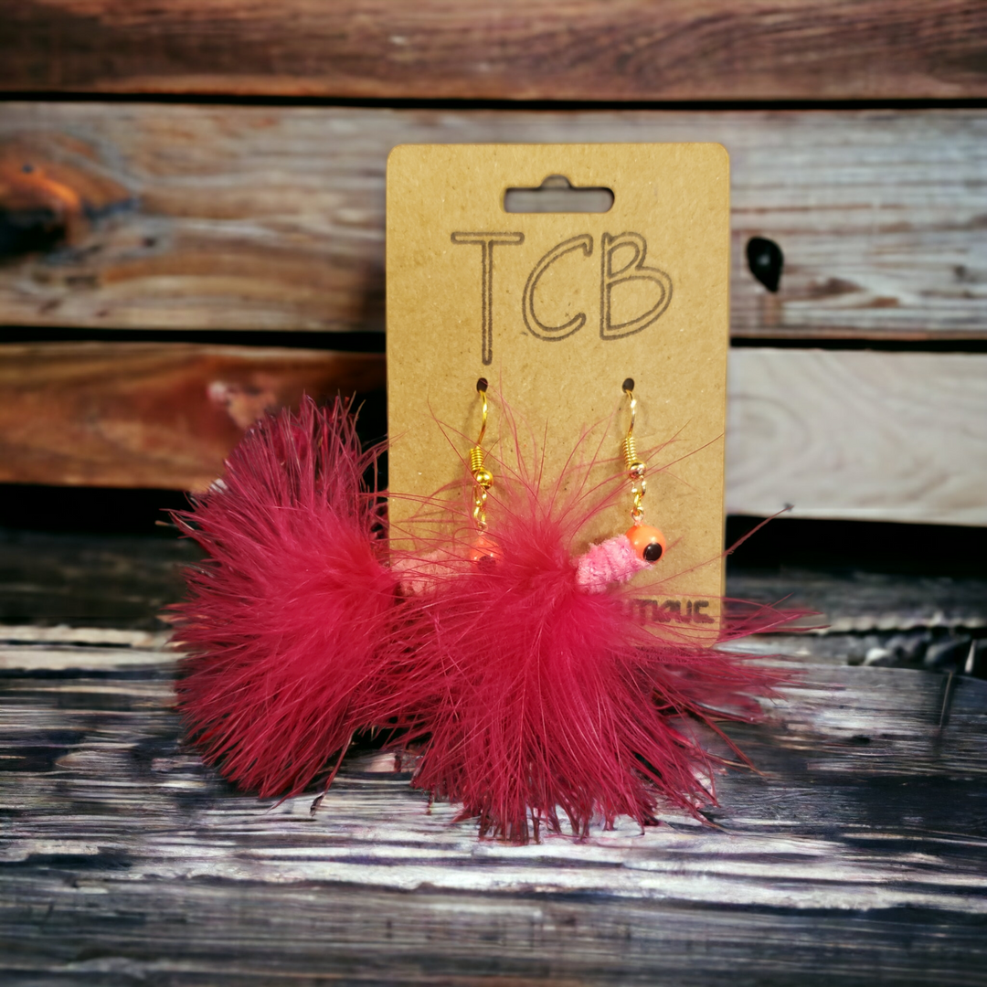 Fly Feather Fishing Earrings