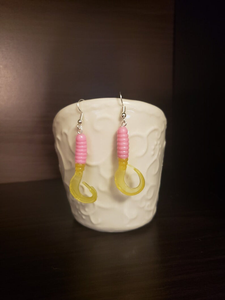 Bubble Gum Rage Tail Grub Earrings